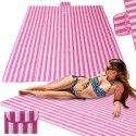 Mata plażowa wodoodporna koc piknikowy plażowy składany torba XXL 200x200cm różowa Kik Sp. z o. o. Sp. k.