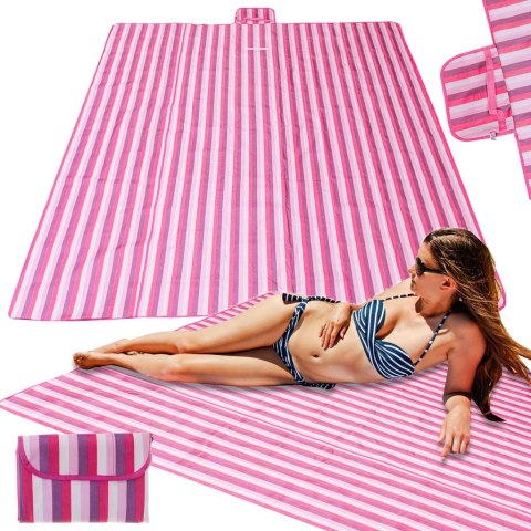 Mata plażowa wodoodporna koc piknikowy plażowy składany torba XXL 200x200cm różowa Kik Sp. z o. o. Sp. k. Mata plażowa wodoodporna koc piknikowy plażowy składany torba XXL 200x200cm różowa Kik Sp. z o. o. Sp. k.