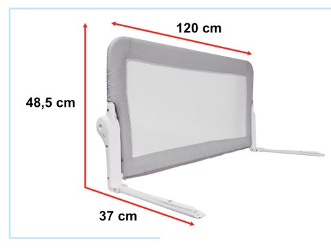 Kik Sp. z o. o. Sp. k. Barierka osłona ochronna do łóżka otwierana 120cm szara Kik Sp. z o. o. Sp. k. Barierka osłona ochronna do łóżka otwierana 120cm szara