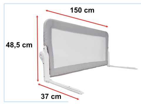 Kik Sp. z o. o. Sp. k. Barierka osłona ochronna do łóżka otwierana 150cm szara Kik Sp. z o. o. Sp. k. Barierka osłona ochronna do łóżka otwierana 150cm szara