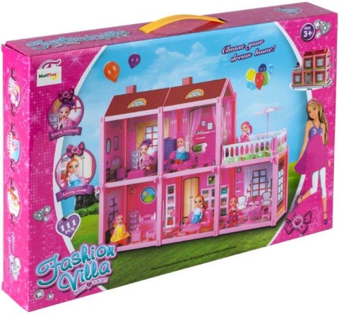 Domek dla lalek Villa lalka mebelki zestaw różowy 44cm Malis Sp. z o. o. Domek dla lalek Villa lalka mebelki zestaw różowy 44cm Malis Sp. z o. o.