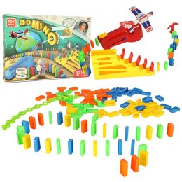 Gra edukacyjna domino klocki wyrzutnia samolot ze schodami i kulą zestaw Kik Sp. z o. o. Sp. k.