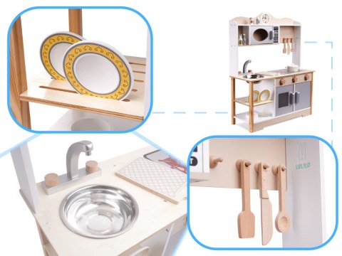 Kuchnia dla dzieci drewniana MDF LULILO KUKETO akcesoria 85cm Kik Sp. z o. o. Sp. k. Kuchnia dla dzieci drewniana MDF LULILO KUKETO akcesoria 85cm Kik Sp. z o. o. Sp. k.