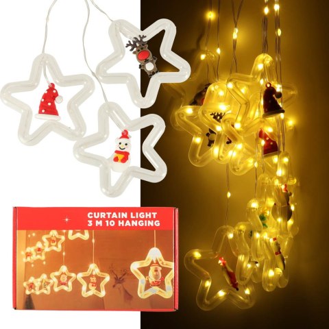 Kik Sp. z o. o. Sp. k. Kurtyna Led na okno girlanda gwiazdki świąteczna choinkowa 3 m 125 LED Kik Sp. z o. o. Sp. k. Kurtyna Led na okno girlanda gwiazdki świąteczna choinkowa 3 m 125 LED