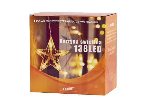 Lampki LED kurtyna gwiazdki świąteczne choinkowe 2,5m 138LED multikolor Kik Sp. z o. o. Sp. k. Lampki LED kurtyna gwiazdki świąteczne choinkowe 2,5m 138LED multikolor Kik Sp. z o. o. Sp. k.