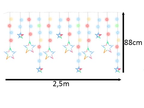 Lampki LED kurtyna gwiazdki świąteczne choinkowe 2,5m 138LED multikolor Kik Sp. z o. o. Sp. k. Lampki LED kurtyna gwiazdki świąteczne choinkowe 2,5m 138LED multikolor Kik Sp. z o. o. Sp. k.