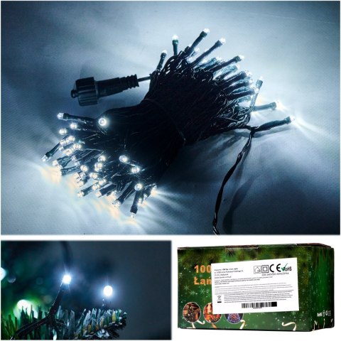 Lampki LED łańcuch świetlny świąteczne choinkowe 10m 100LED zimny biały 8 trybów świecenia Kik Sp. z o. o. Sp. k. Lampki LED łańcuch świetlny świąteczne choinkowe 10m 100LED zimny biały 8 trybów świecenia Kik Sp. z o. o. Sp. k.