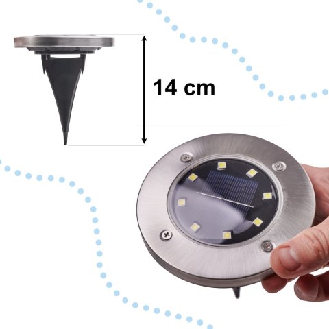 Lampy ogrodowe solarne najazdowe gruntowe czujnik zmierzchu wbijane świecący dysk 8LED 12szt. zimny biały Kik Sp. z o. o. Sp. k. Lampy ogrodowe solarne najazdowe gruntowe czujnik zmierzchu wbijane świecący dysk 8LED 12szt. zimny biały Kik Sp. z o. o. Sp. k.