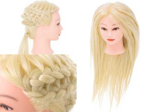 Główka głowa treningowa fryzjerska naturalne włosy blond Kik Sp. z o. o. Sp. k. Główka głowa treningowa fryzjerska naturalne włosy blond Kik Sp. z o. o. Sp. k.
