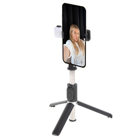 Kijek do selfie z pilotem Bluetooth statyw tripod lampka LED czarny Kik Sp. z o. o. Sp. k. Kijek do selfie z pilotem Bluetooth statyw tripod lampka LED czarny Kik Sp. z o. o. Sp. k.