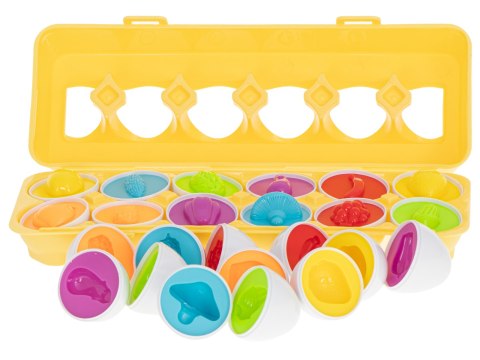 Kik Sp. z o. o. Sp. k. Układanka edukacyjna sorter dopasuj kształty owoce jajka 12 sztuk Kik Sp. z o. o. Sp. k. Układanka edukacyjna sorter dopasuj kształty owoce jajka 12 sztuk