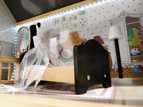 Domek dla lalek drewniany MDF mebelki 122cm XXL LED Kik Sp. z o. o. Sp. k. Domek dla lalek drewniany MDF mebelki 122cm XXL LED Kik Sp. z o. o. Sp. k.