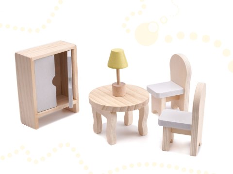 Domek dla lalek drewniany mebelki 70cm szary Kik Sp. z o. o. Sp. k. Domek dla lalek drewniany mebelki 70cm szary Kik Sp. z o. o. Sp. k.