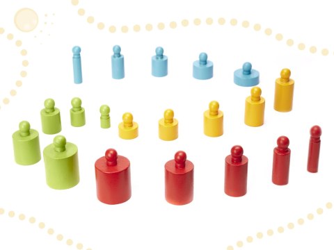 Odważniki cylindry drewniane gra układanka montessori kolorowe Kik Sp. z o. o. Sp. k. Odważniki cylindry drewniane gra układanka montessori kolorowe Kik Sp. z o. o. Sp. k.