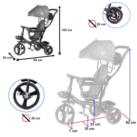 Kik Sp. z o. o. Sp. k. Rowerek trójkołowy Trike Fix Lite rower spacerówka 3w1 obracany 360 wolne koło szary Kik Sp. z o. o. Sp. k. Rowerek trójkołowy Trike Fix Lite rower spacerówka 3w1 obracany 360 wolne koło szary