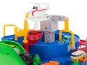 Kik Sp. z o. o. Sp. k. Tor przeszkód interaktywny samochodowy wyścigi parking 4 pojazdy auto autobus radiowóz wóz strażacki helikopter 24x24cm XL