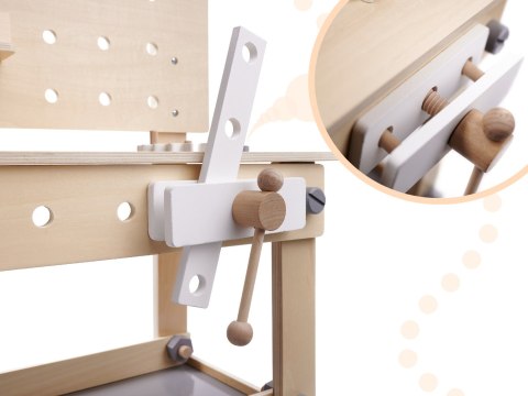 Kik Sp. z o. o. Sp. k. Warsztat z narzędziami drewniany na stoliku zestaw majsterkowicza Kik Sp. z o. o. Sp. k. Warsztat z narzędziami drewniany na stoliku zestaw majsterkowicza