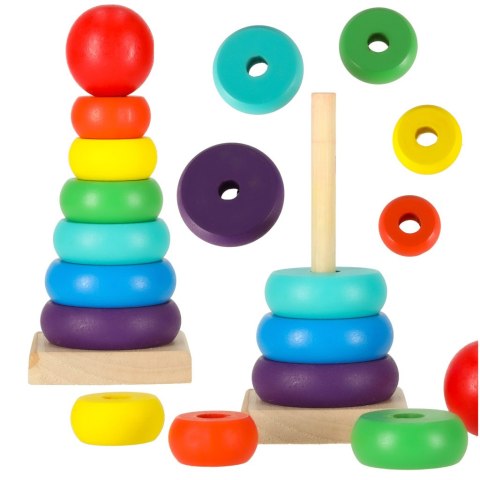 Wieża piramida piramidka drewniana do układania sorter kolorowy tęczowy 13cm Kik Sp. z o. o. Sp. k. Wieża piramida piramidka drewniana do układania sorter kolorowy tęczowy 13cm Kik Sp. z o. o. Sp. k.