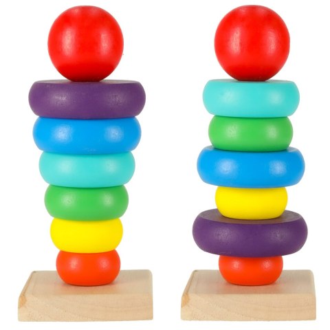 Wieża piramida piramidka drewniana do układania sorter kolorowy tęczowy 13cm Kik Sp. z o. o. Sp. k. Wieża piramida piramidka drewniana do układania sorter kolorowy tęczowy 13cm Kik Sp. z o. o. Sp. k.