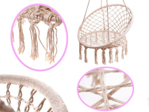 Huśtawka fotel bocianie gniazdo z oparciem ecru 80cm 150 kg Kik Sp. z o. o. Sp. k. Huśtawka fotel bocianie gniazdo z oparciem ecru 80cm 150 kg Kik Sp. z o. o. Sp. k.
