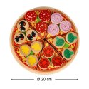 Pizza drewniany zestaw do zabawy na rzep akcesoria łopatka nóż talerz nauka krojenia 20cm Kik Sp. z o. o. Sp. k.