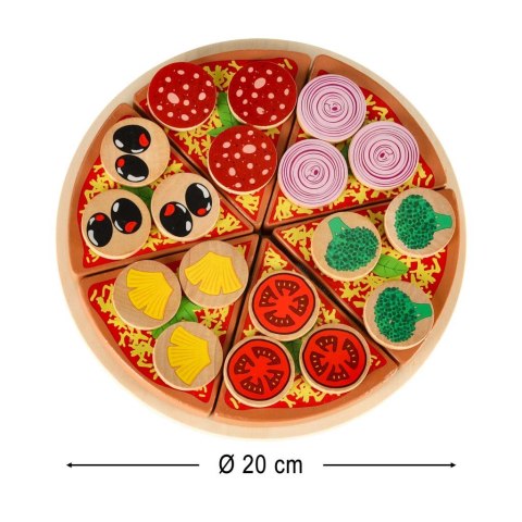 Pizza drewniany zestaw do zabawy na rzep akcesoria łopatka nóż talerz nauka krojenia 20cm Kik Sp. z o. o. Sp. k. Pizza drewniany zestaw do zabawy na rzep akcesoria łopatka nóż talerz nauka krojenia 20cm Kik Sp. z o. o. Sp. k.
