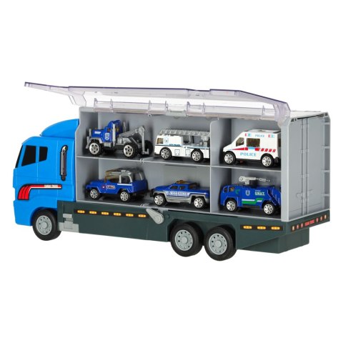 Transporter ciężarówka TIR wyrzutnia + metalowe auta policja Kik Sp. z o. o. Sp. k. Transporter ciężarówka TIR wyrzutnia + metalowe auta policja Kik Sp. z o. o. Sp. k.
