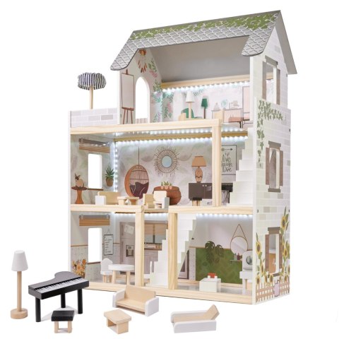 Domek dla lalek drewniany LULILO FLORO boho LED 78cm Kik Sp. z o. o. Sp. k.