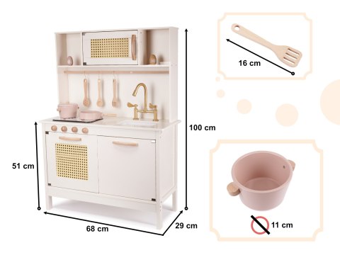 Kik Sp. z o. o. Sp. k. Kuchnia dla dzieci drewniana MDF retro z akcesoriami BOHO 100cm Kik Sp. z o. o. Sp. k. Kuchnia dla dzieci drewniana MDF retro z akcesoriami BOHO 100cm