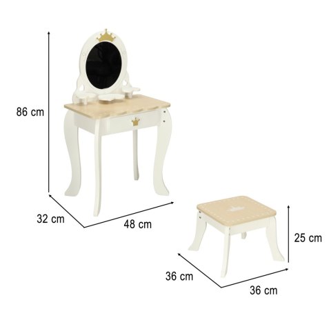 Toaletka drewniana dla dziewczynki LULILO Bella lustro taboret akcesoria Kik Sp. z o. o. Sp. k. Toaletka drewniana dla dziewczynki LULILO Bella lustro taboret akcesoria Kik Sp. z o. o. Sp. k.