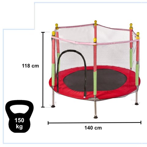 Trampolina do domu ogrodu dla dzieci siatka 140cm 55inch czerwona Kik Sp. z o. o. Sp. k. Trampolina do domu ogrodu dla dzieci siatka 140cm 55inch czerwona Kik Sp. z o. o. Sp. k.