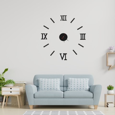 Kik Sp. z o. o. Sp. k. Zegar Ścienny naklejany DIY regulowany czarny cyfry rzymskie 130cm Kik Sp. z o. o. Sp. k. Zegar Ścienny naklejany DIY regulowany czarny cyfry rzymskie 130cm