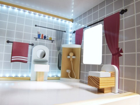 Kik Sp. z o. o. Sp. k. Domek dla lalek drewniany MDF mebelki 78cm czarny LED Kik Sp. z o. o. Sp. k. Domek dla lalek drewniany MDF mebelki 78cm czarny LED
