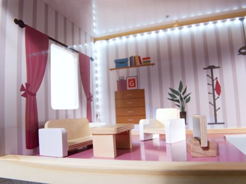 Kik Sp. z o. o. Sp. k. Domek dla lalek drewniany MDF mebelki 78cm czarny LED Kik Sp. z o. o. Sp. k. Domek dla lalek drewniany MDF mebelki 78cm czarny LED
