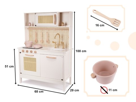 Kik Sp. z o. o. Sp. k. Kuchnia dla dzieci drewniana MDF retro z akcesoriami BOHO 100cm Kik Sp. z o. o. Sp. k. Kuchnia dla dzieci drewniana MDF retro z akcesoriami BOHO 100cm