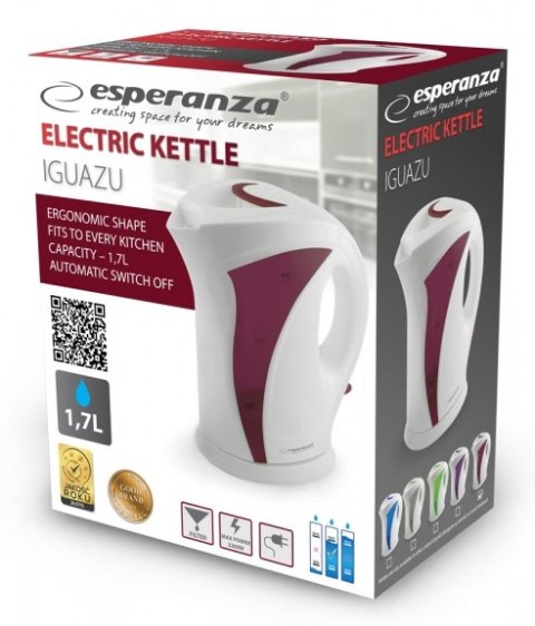Czajnik elektryczny Esperanza Iguazu EKK018R (2200W 1.7l; kolor biały, kolor czerwony) Esperanza Czajnik elektryczny Esperanza Iguazu EKK018R (2200W 1.7l; kolor biały, kolor czerwony) Esperanza