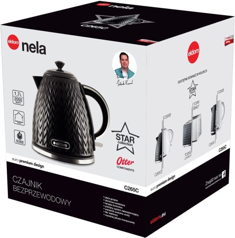 ELDOM CZAJNIK NELA,POJ.1,7 L,MOC 2000 W,CZARNY C26 ELDOM ELDOM CZAJNIK NELA,POJ.1,7 L,MOC 2000 W,CZARNY C26 ELDOM