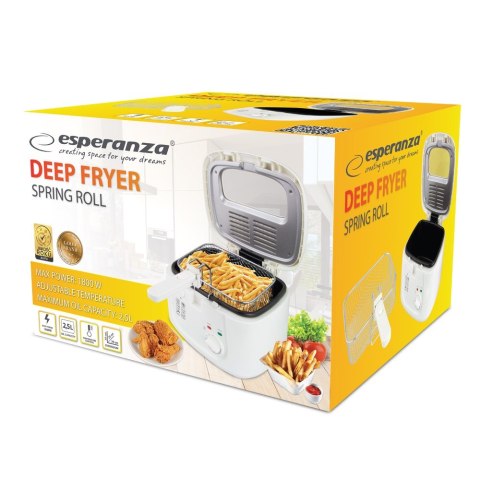 Frytownica Esperanza SPRING ROLL EKG012 (2,5 l; 1800W; kolor biały) Esperanza Frytownica Esperanza SPRING ROLL EKG012 (2,5 l; 1800W; kolor biały) Esperanza