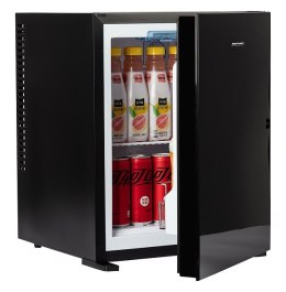 Bezszmerowy minibar termoelektryczny MPM-30-MBS-06/L z szklanym frontem czarny MPM