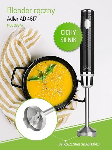 Blender ręczny Adler AD 4617 (300W; kolor czarny) Adler Blender ręczny Adler AD 4617 (300W; kolor czarny) Adler