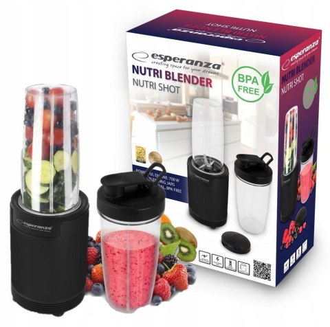 Blender smoothie Esperanza NUTRI SHOT EKM029 (700W; kolor czarny) Esperanza Blender smoothie Esperanza NUTRI SHOT EKM029 (700W; kolor czarny) Esperanza
