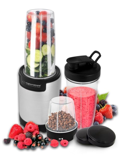 Blender sportowy do mielenia Esperanza NUTRI BOMB EKM030 (900W; kolor czarno-srebrny) Esperanza Blender sportowy do mielenia Esperanza NUTRI BOMB EKM030 (900W; kolor czarno-srebrny) Esperanza