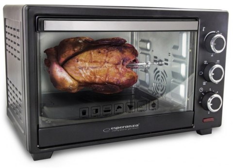 Mini piekarnik z konwekcją i rożnem Esperanza NAPOLI EKO006 (Pokrętło; 1600W; kolor czarny) Esperanza Mini piekarnik z konwekcją i rożnem Esperanza NAPOLI EKO006 (Pokrętło; 1600W; kolor czarny) Esperanza