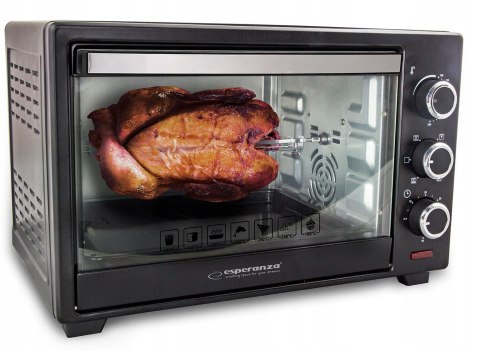 Mini piekarnik z konwekcją i rożnem Esperanza NAPOLI EKO006 (Pokrętło; 1600W; kolor czarny) Esperanza Mini piekarnik z konwekcją i rożnem Esperanza NAPOLI EKO006 (Pokrętło; 1600W; kolor czarny) Esperanza