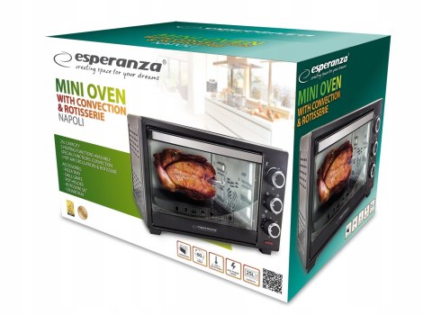 Mini piekarnik z konwekcją i rożnem Esperanza NAPOLI EKO006 (Pokrętło; 1600W; kolor czarny) Esperanza Mini piekarnik z konwekcją i rożnem Esperanza NAPOLI EKO006 (Pokrętło; 1600W; kolor czarny) Esperanza
