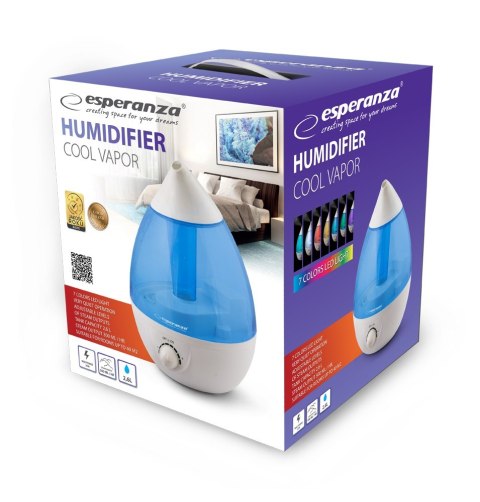 Nawilżacz powietrza Esperanza COOL VAPOR EHA005 (25W; kolor niebieski) Esperanza Nawilżacz powietrza Esperanza COOL VAPOR EHA005 (25W; kolor niebieski) Esperanza
