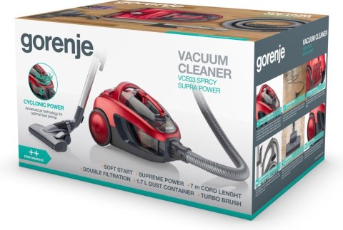 Odkurzacz bezworkowy 800W VCE03SPRCY GORENJE Gorenje Odkurzacz bezworkowy 800W VCE03SPRCY GORENJE Gorenje