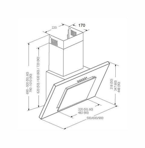 Okap AKPO WK-4 NERO 2.0 50 CZARNY T300 Liniowy LED/Siłownik AKPO Okap AKPO WK-4 NERO 2.0 50 CZARNY T300 Liniowy LED/Siłownik AKPO