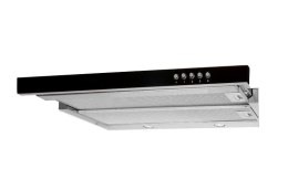 Okap podszafkowy teleskopowy AKPO WK-7 LIGHT GLASS 50 INOX CZARNY (500mm; kolor inox, front czarne szkło) AKPO
