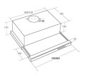 Okap podszafkowy teleskopowy AKPO WK-7 LIGHT GLASS 50 INOX CZARNY (500mm; kolor inox, front czarne szkło) AKPO